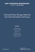 Advanced Data Storage Materials and Characterization Techniques: Volume 803