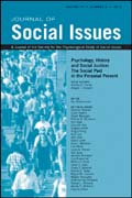 Journal of Social Issues: The Social Past in the Personal Present Psychology, History and Social Justice