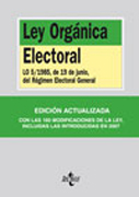 Ley orgánica electoral: LO 5/1985, de 19 de junio, del Régimen Electoral General